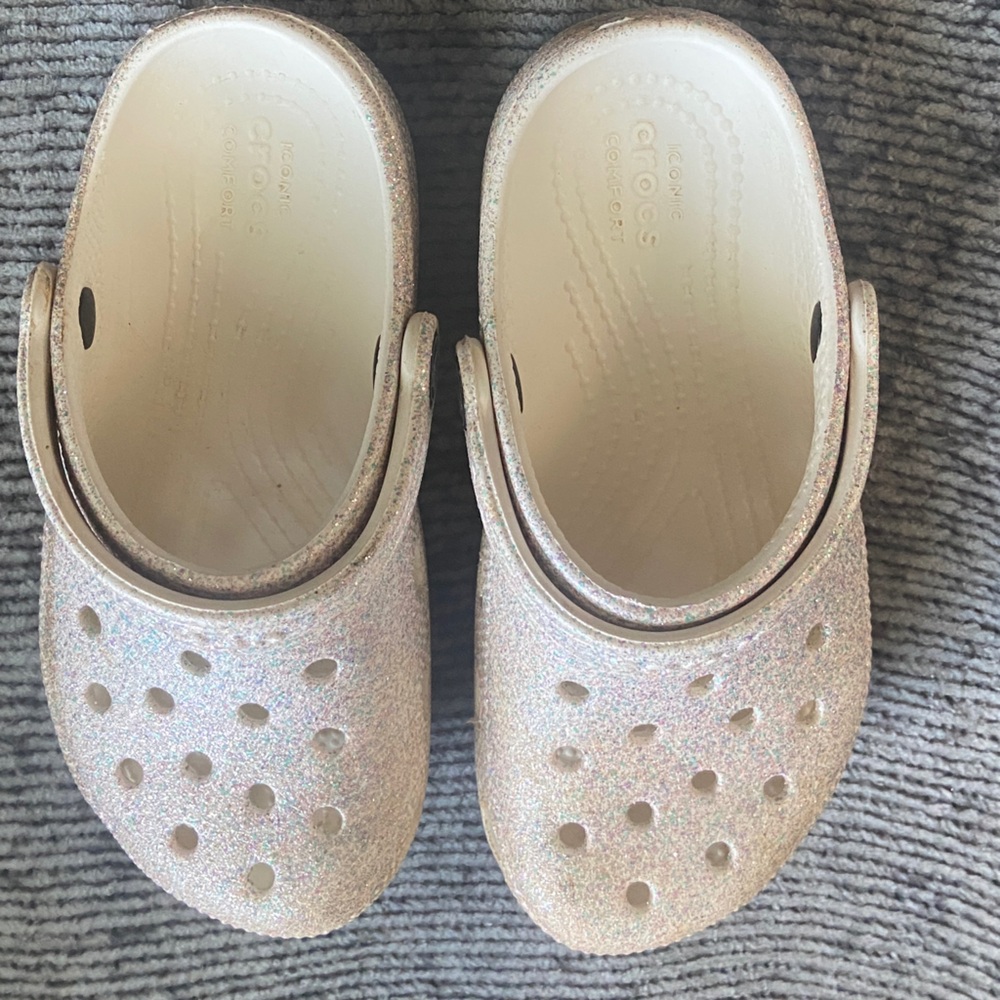 CROCS Kids Sparkle Sandals - Cream